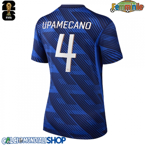 Maglie da calcio Francia Dayot Upamecano #4 Prima Maglia Femminile Mondiali 2026  Manica Corta
